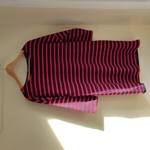 Tommy Hilfiger striped dress sz L classic style green zipper accent EUC